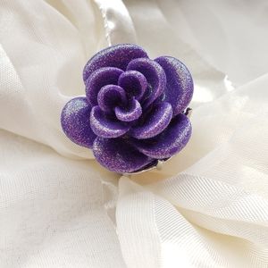 Violet Glitter Rose Ring